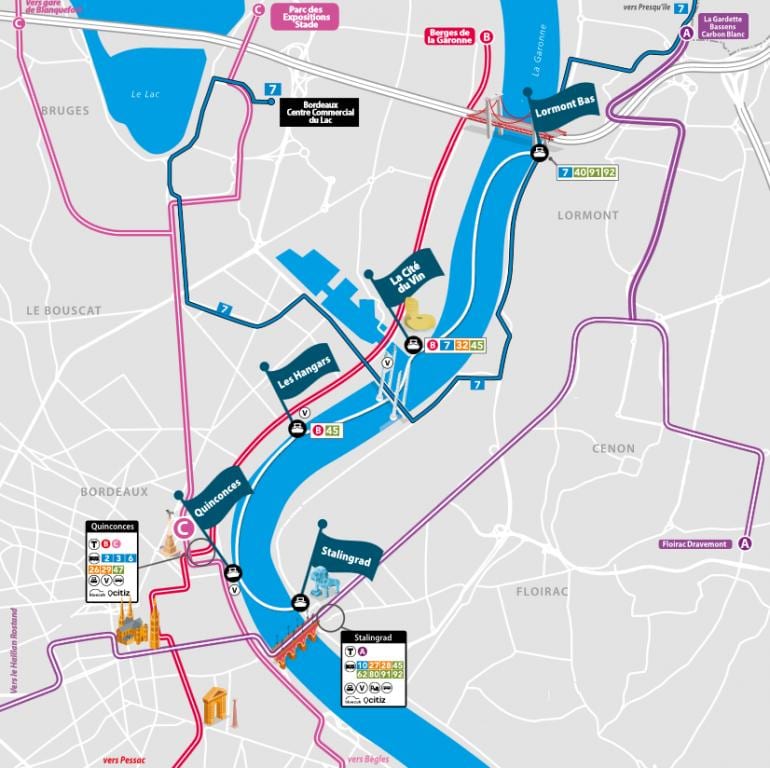 mapa Bordeaux loď