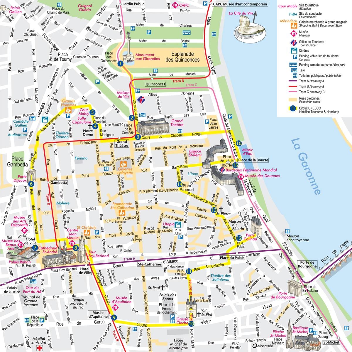 mapa Bordeaux místo