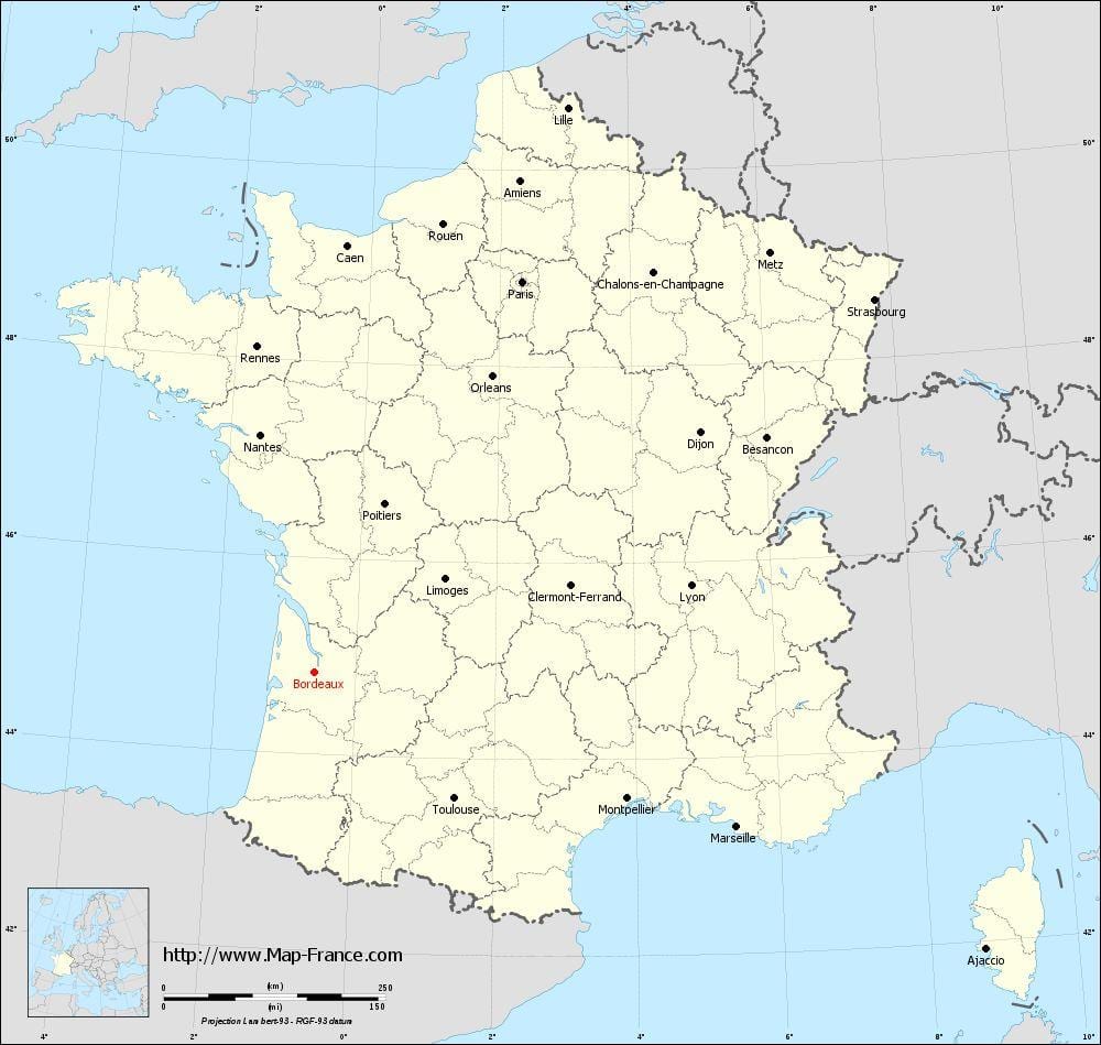 Bordeaux obcí mapě