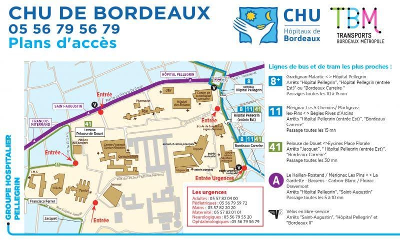 mapa Bordeaux nemocnice