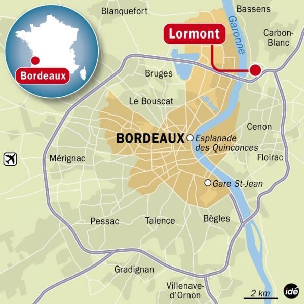 mapa Bordeaux předměstí