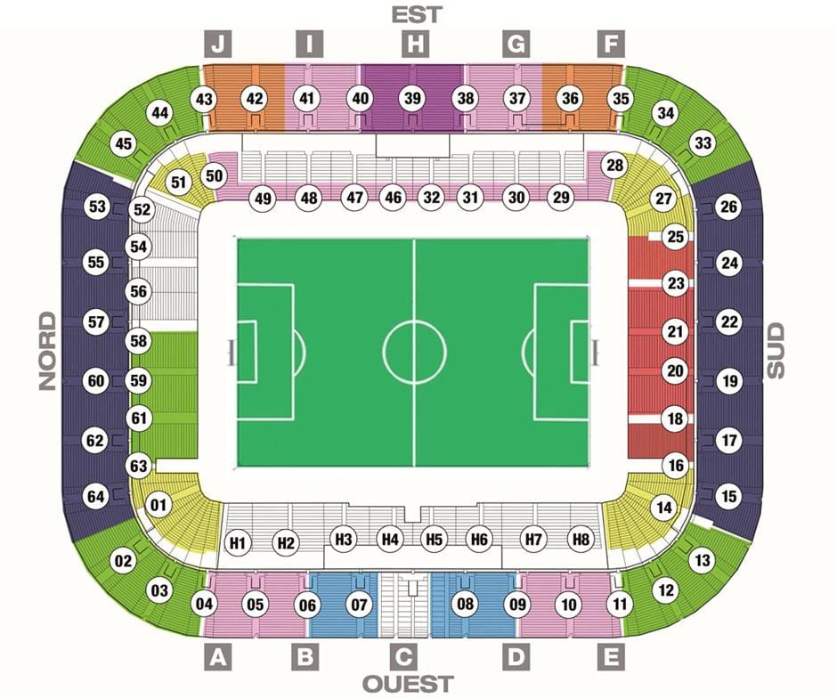 mapa Bordeaux stadium