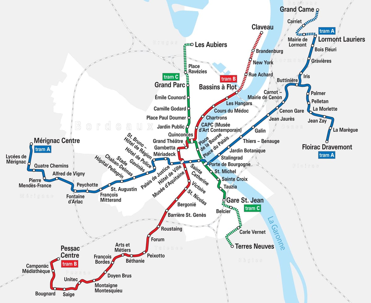 Bordeaux vlakového nádraží mapa