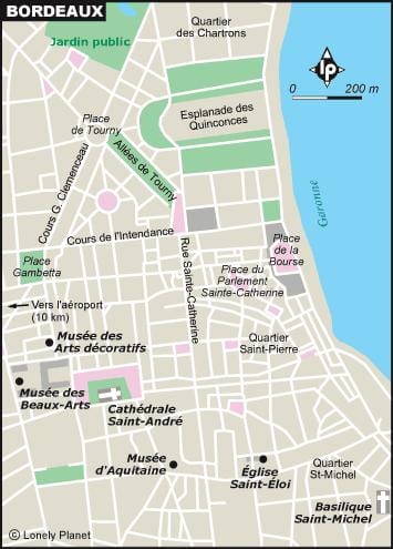 mapa Bordeaux zahrada