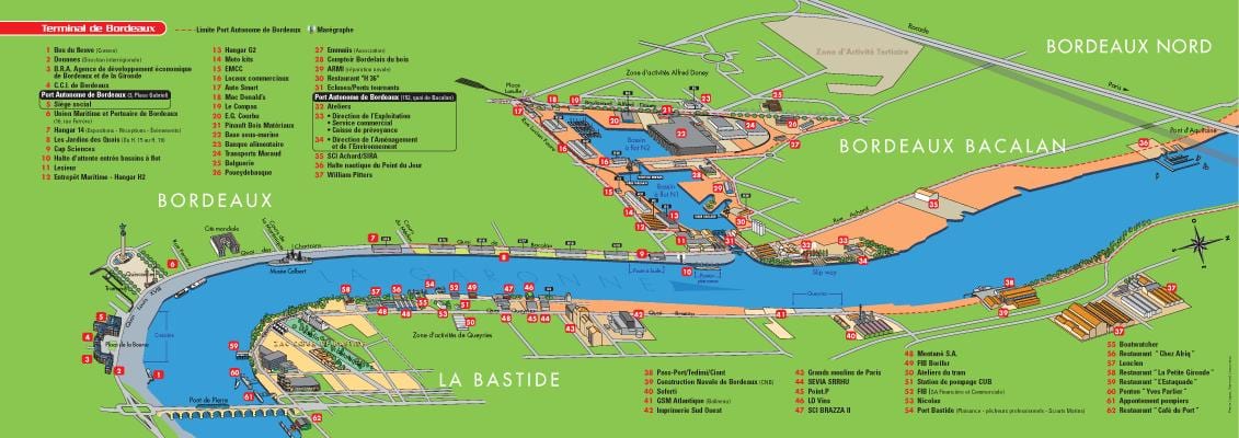 mapa přístavu Bordeaux