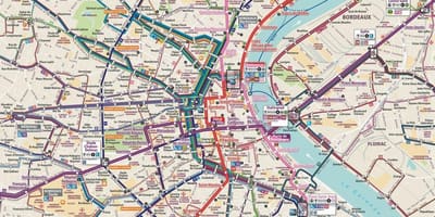 Bordeaux autobusové trasy mapě