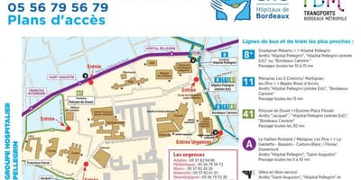 Mapa Bordeaux nemocnice
