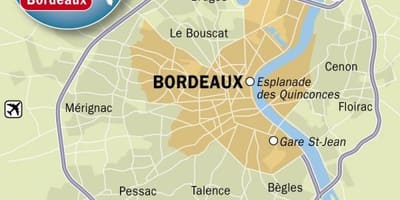Mapa Bordeaux předměstí