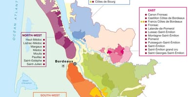 Mapa Bordeaux wine country