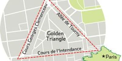 Mapa Bordeaux zlatý trojúhelník 