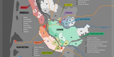 Bordeaux vína, země, mapa