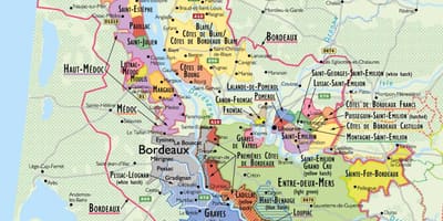 Mapa Bordeaux víno trasy 